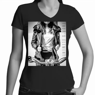 Women's V-Neck Tee - Bad to the Bone