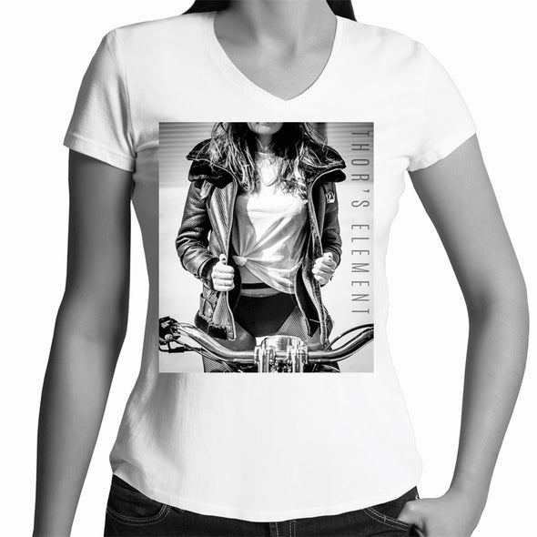 Women's V-Neck Tee - Bad to the Bone